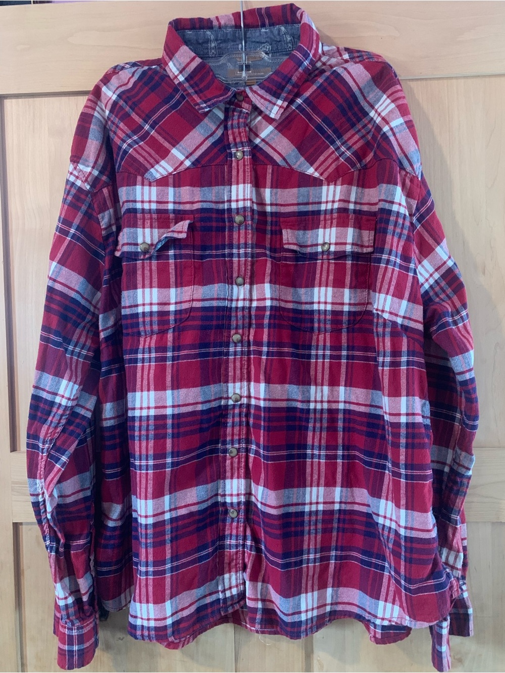 JACHS Girlfriend Red Plaid Button(snap )-Down Shirt